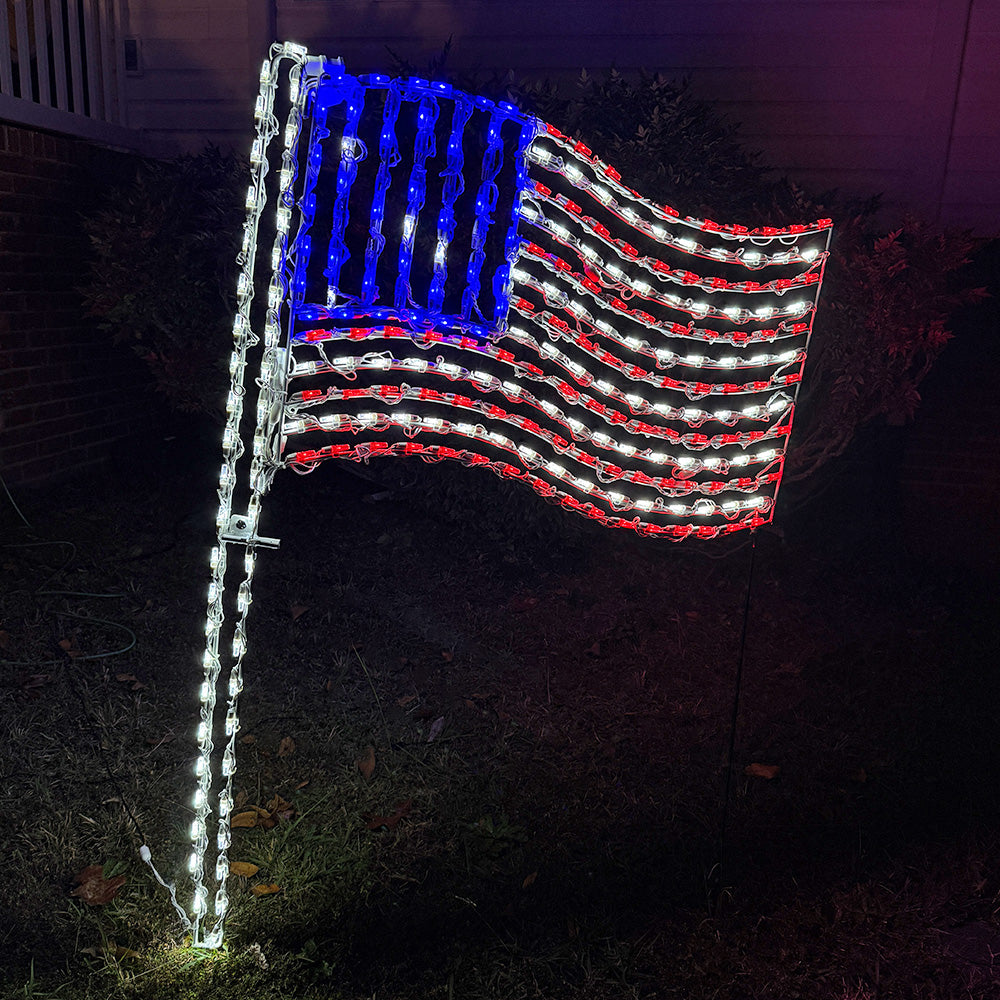 LED American Flag Pole