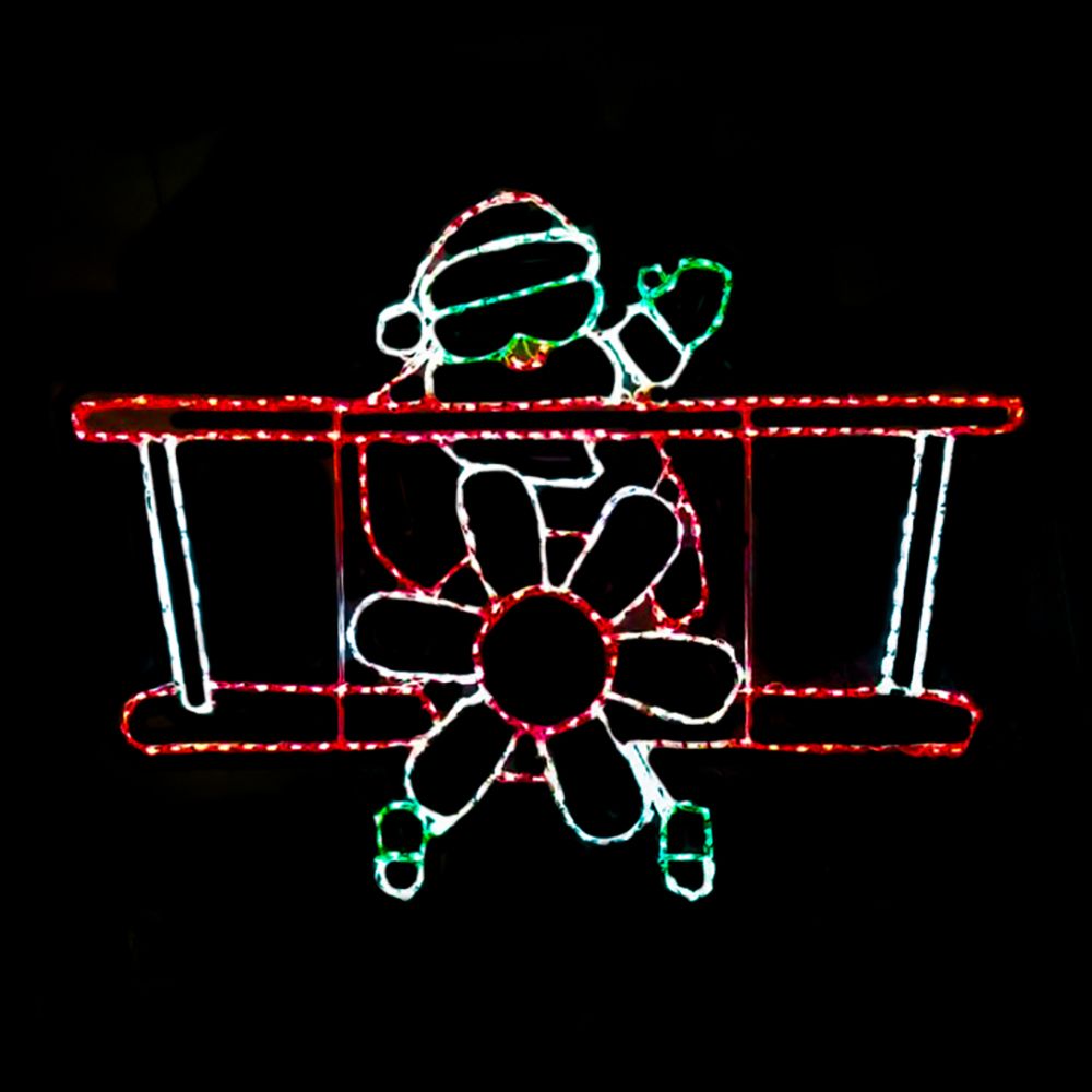 LED Santa in Front-Facing Airplane