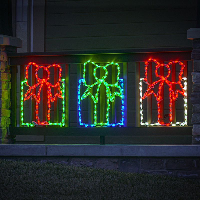 Three LED Gift Boxes with Fancy Bows