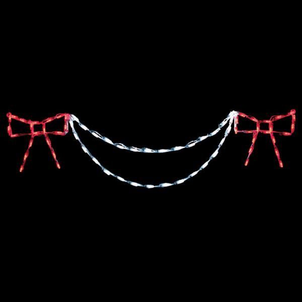 LED Garland and Bow White Linkable End-Cap for Christmas Display