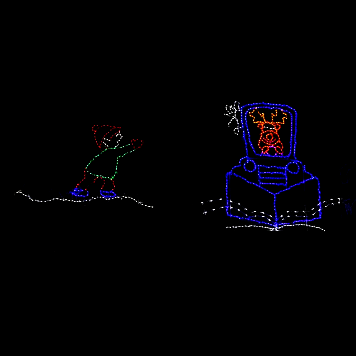 Animated LED Reindeer Snow Plow Scene