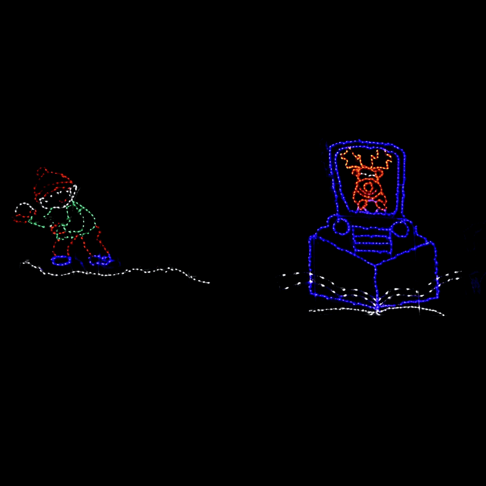 Animated LED Reindeer Snow Plow Scene