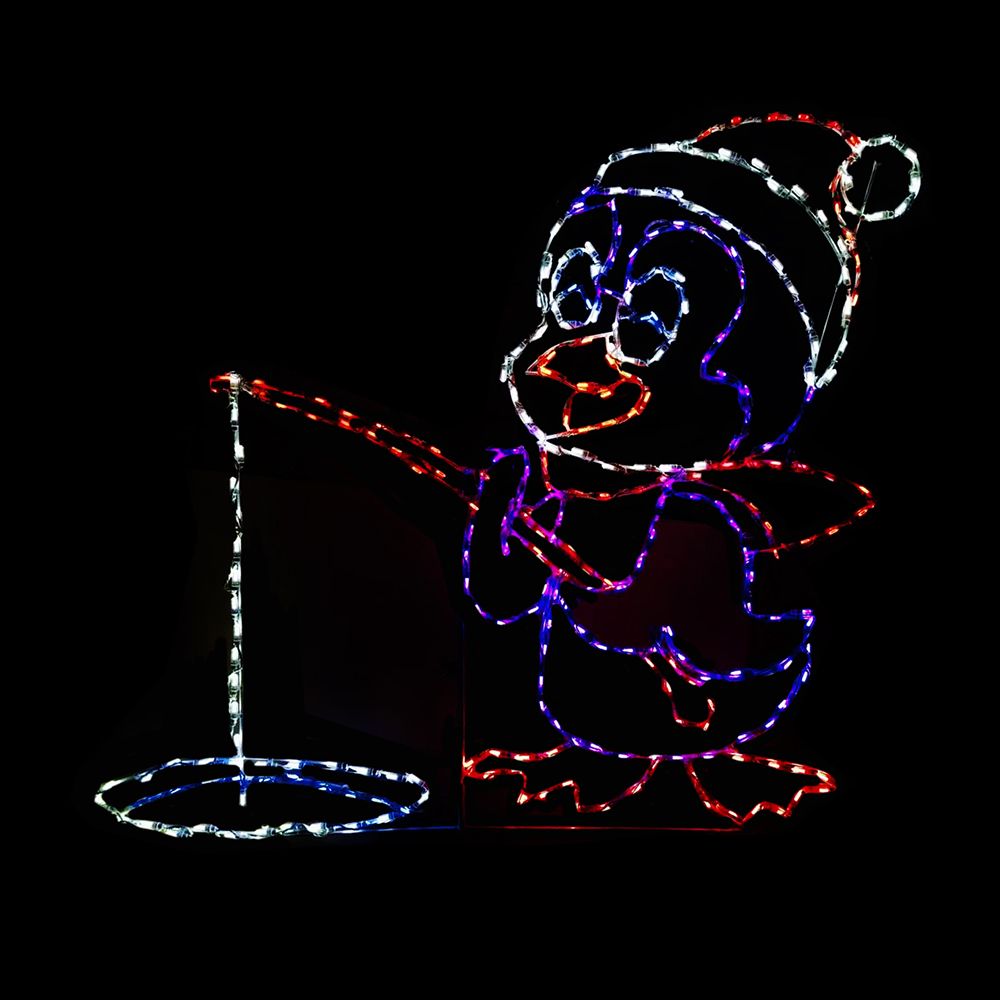 LED Penguin with Fishing Rod