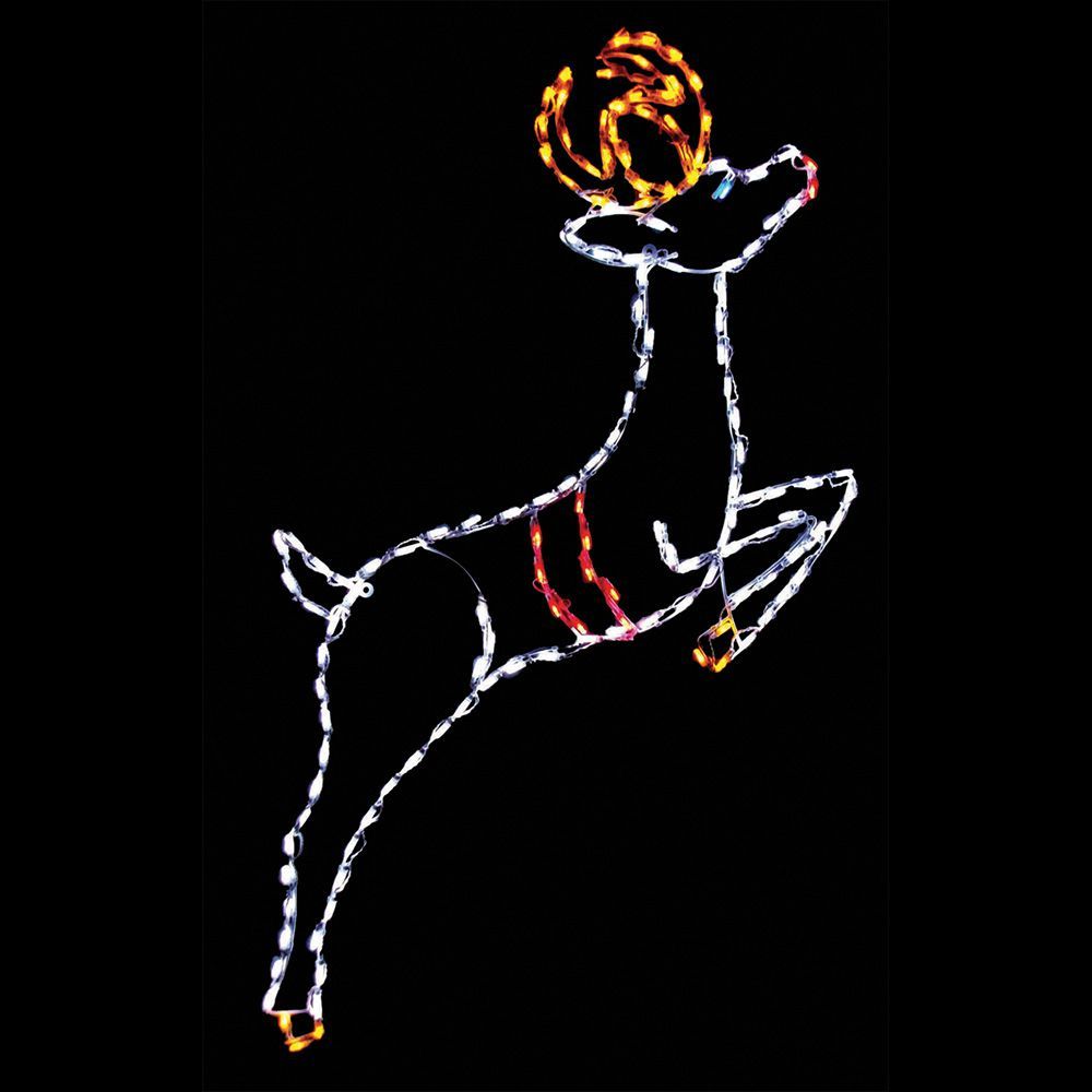 LED Leaping Reindeer outdoor lighted Christmas display motif