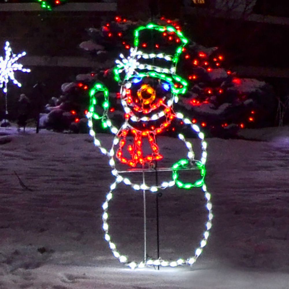 LED Snow Man with Green Hat