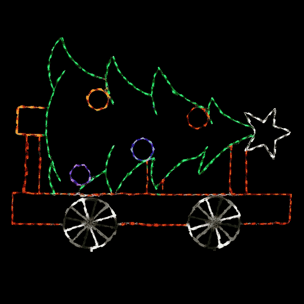 Animated LED Christmas Train Car with Tree