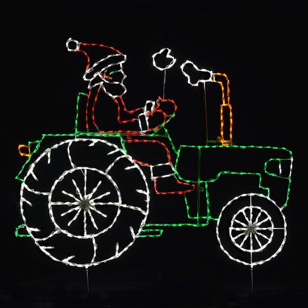 LED Santa on Tractor