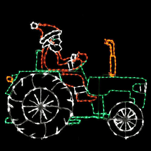 Animated LED Santa on Tractor