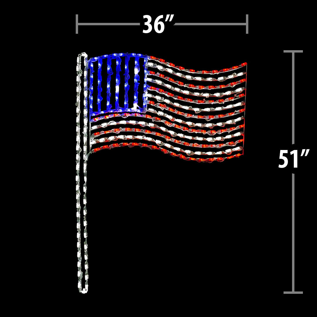 LED American Flag Pole