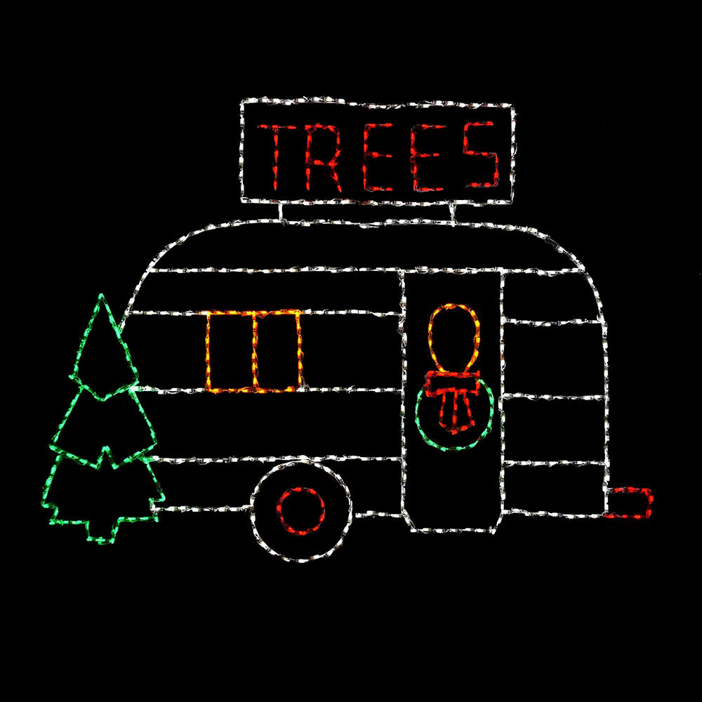 LED Camper Trailer at a Tree Lot