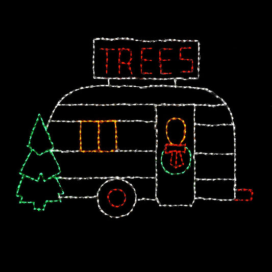 LED Camper Trailer at a Tree Lot