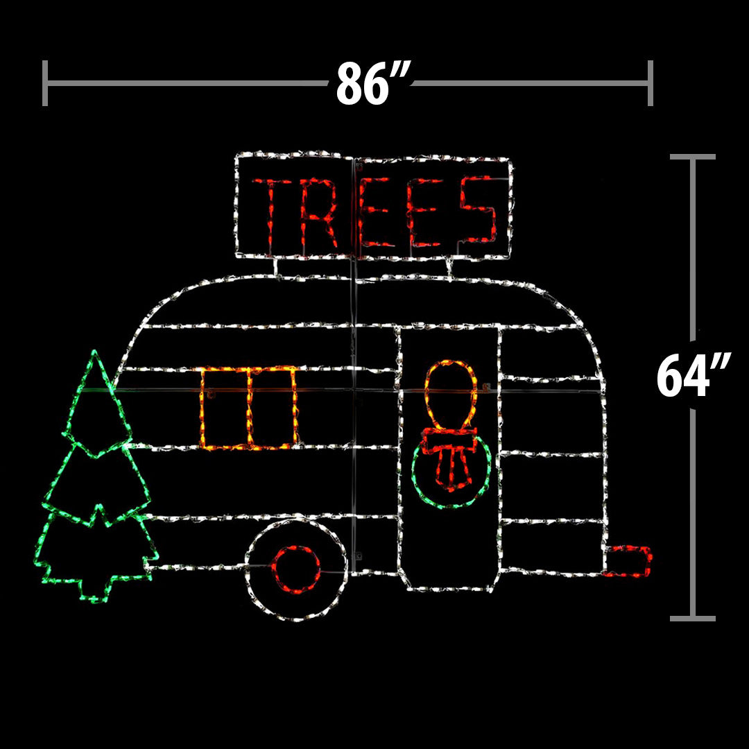 LED Camper Trailer at a Tree Lot