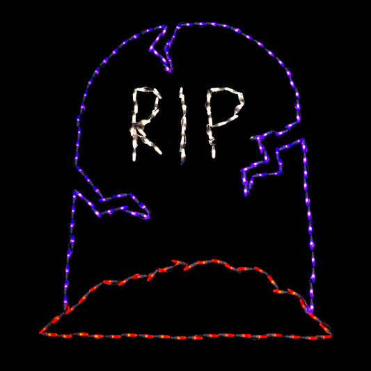 LED RIP Tombstone Cracked