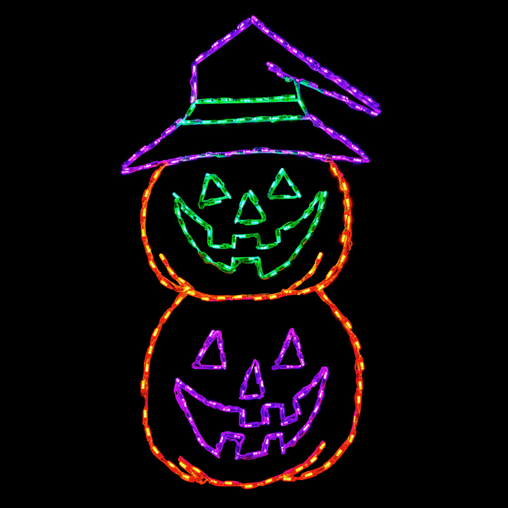 LED Jack-o'-Lantern Witch Stack Double