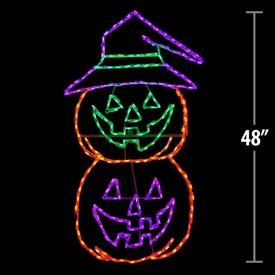 LED Jack-o'-Lantern Witch Stack Double