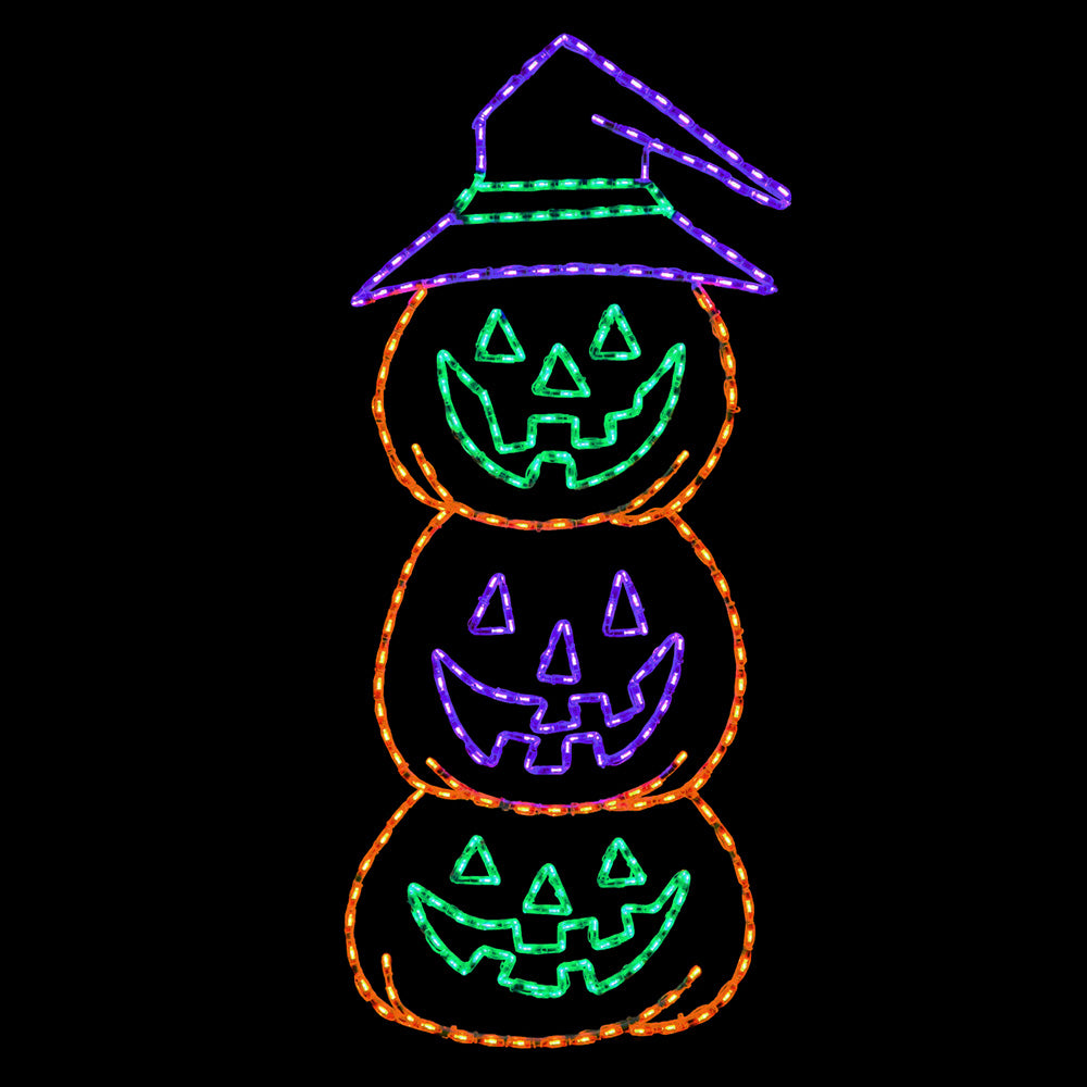 LED Jack-o'-Lantern Witch Stack Triple