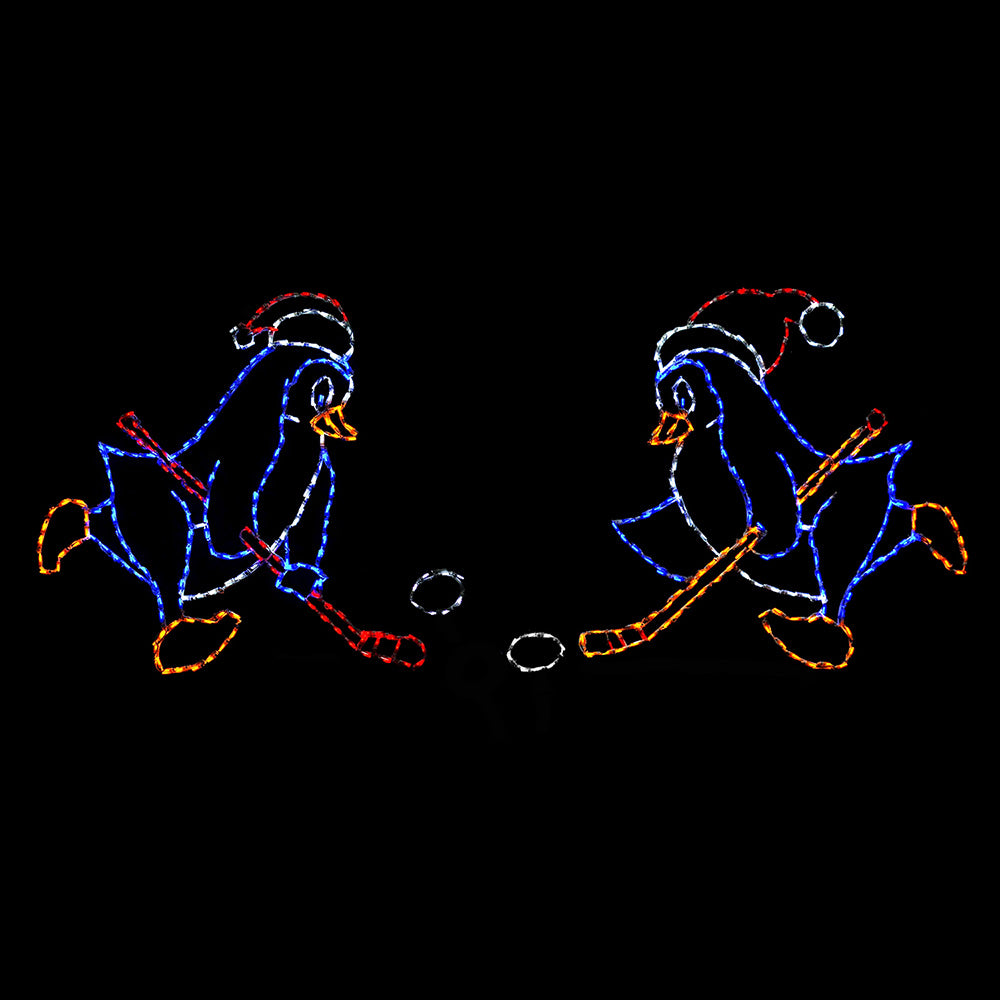 Animated LED Penguin Hockey Players