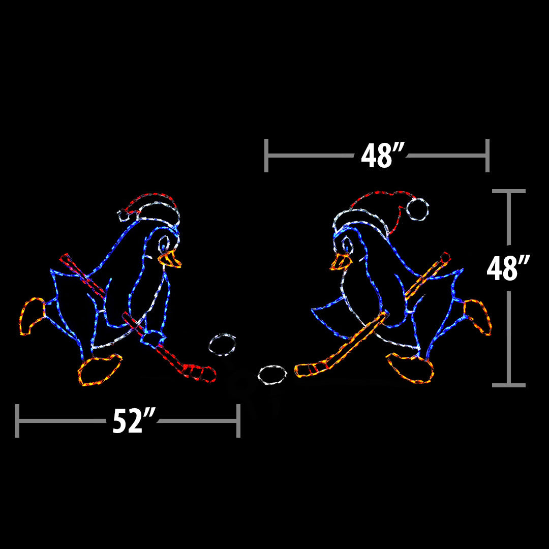 Animated LED Penguin Hockey Players