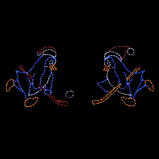 Animated LED Penguin Hockey Players
