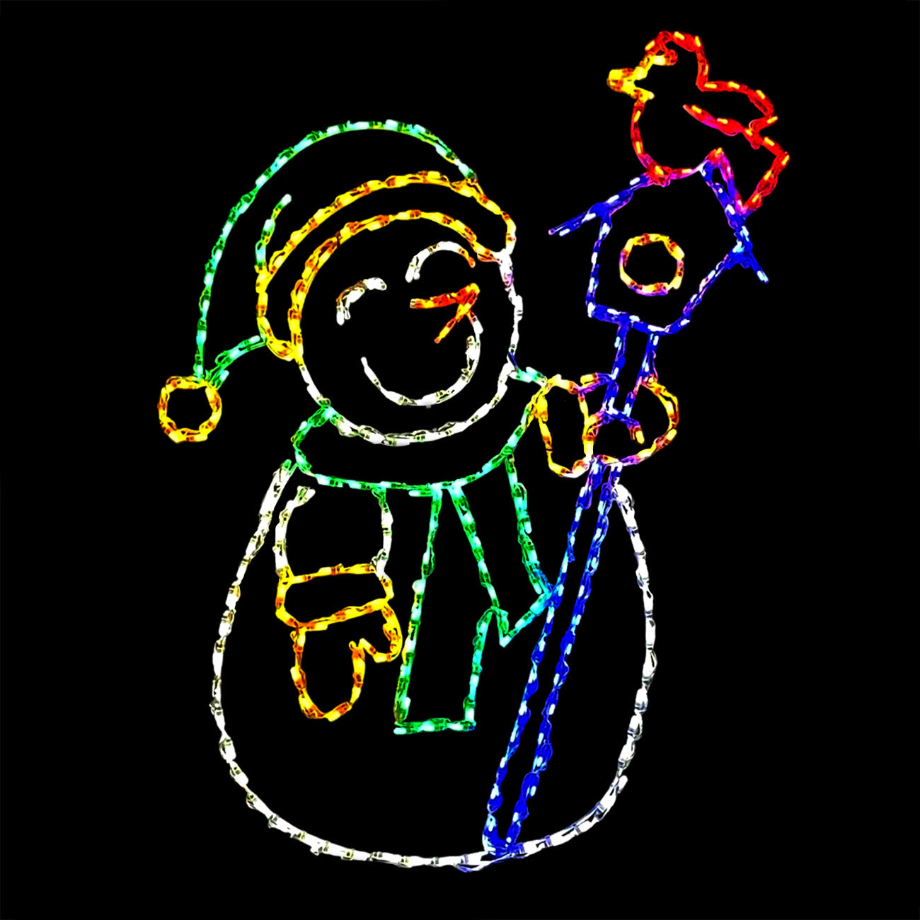 LED Snowman with Cardinal