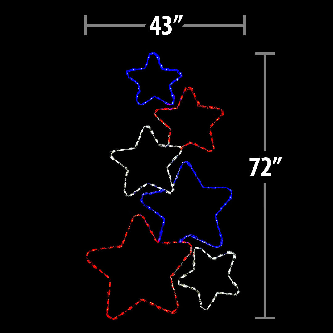 LED Star Stack of Red, White, and Blue