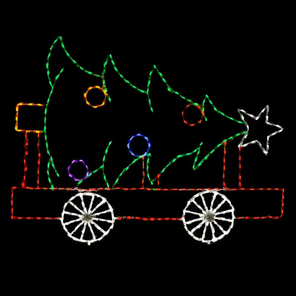 Animated LED Christmas Train Car with Tree
