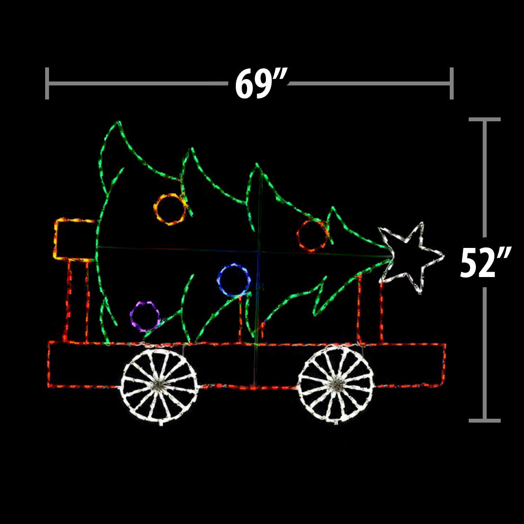 Animated LED Christmas Train Car with Tree